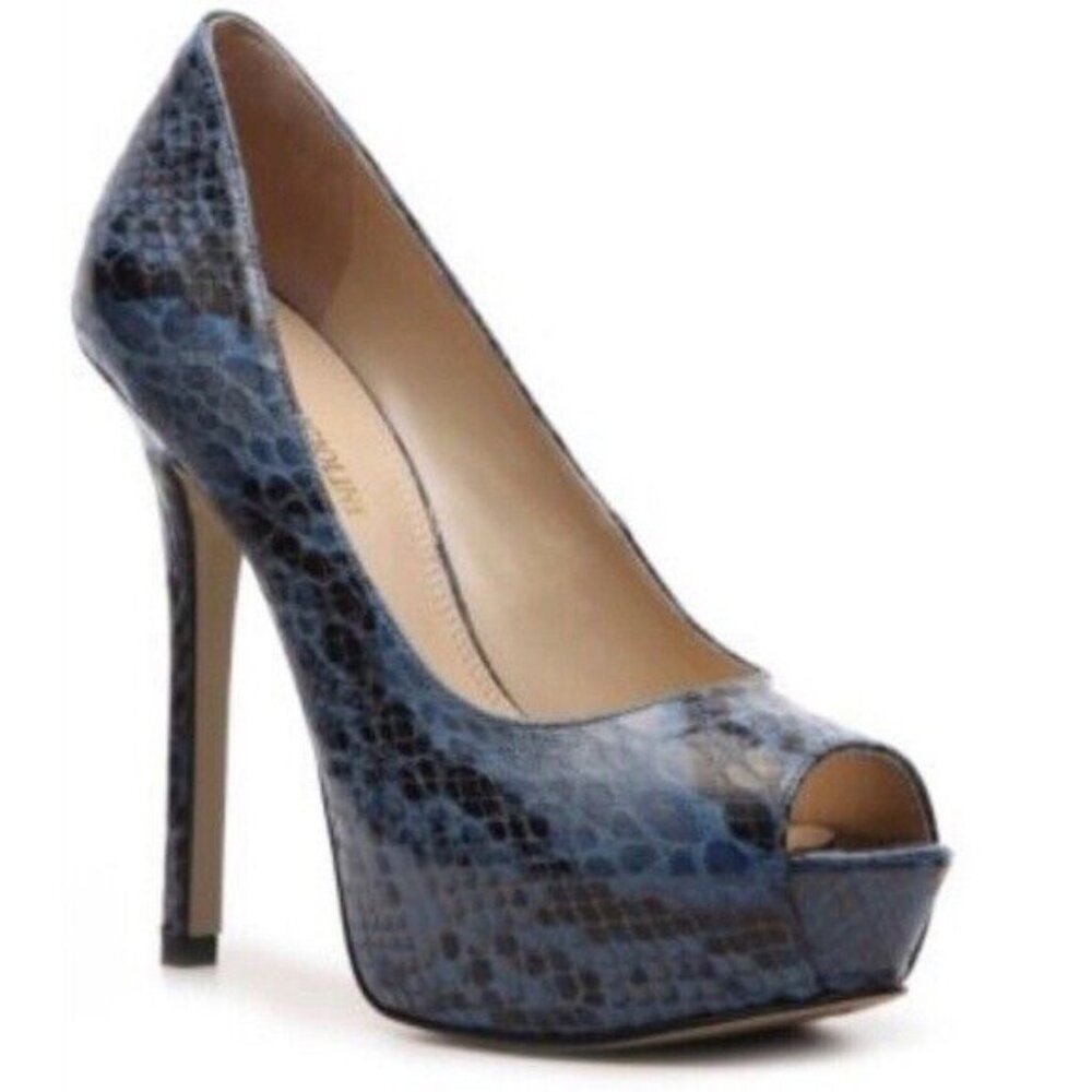 🚨Enzo Angiolini Blue Snakeskin Platform Heel Shoes EATANEN  Sz 6.5 M - Picture 11 of 13